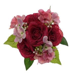 27cm rose hydrangea bouquet  x7 LY16605
