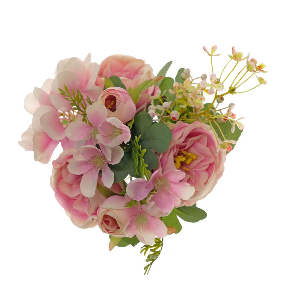 27cm rose hydrangea bouquet  x7 LY16603