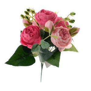 32cm Rose pink silk peony artificial flower bush cheap home wedding decorLY69052 