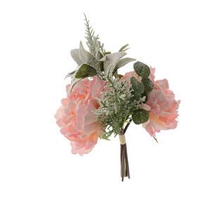 32cm peony berry and flocked foliage bunch LY401009 