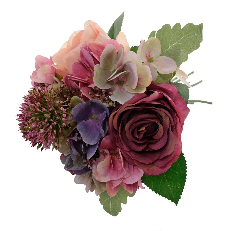 32cm rose hydrangea mixed with onion flower bouquet x8  LY16583