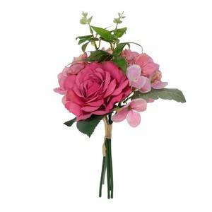 34cm hydrangea rose with leave bush x5 LY16671