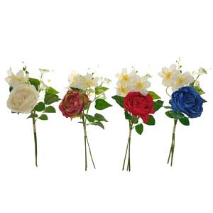 37cm bush of rose leave branch berries white flower LY301058 