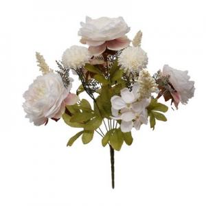 47cm peony ,ball mum mixed bush x 10 stem