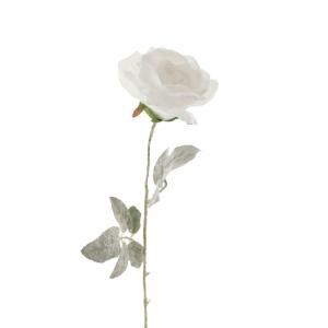 62cm glitter single rose stem with frosted leaves LY201035