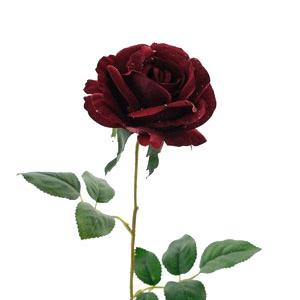 62cm velvet rose stem 2 set leaves flower dia10 cm LY101084 