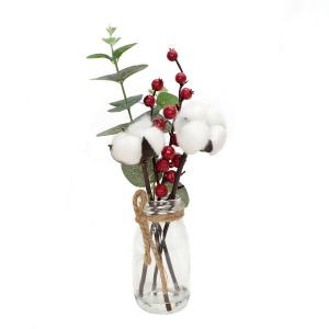 Eucalyptus Pomegranate cotton in vase H29cm Xmas