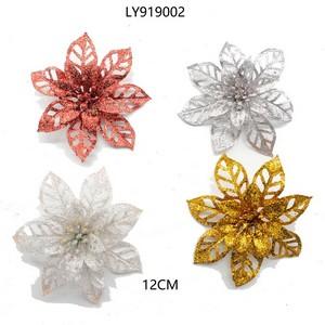 Glittered Xmas  flower head LY919001